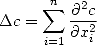 $$
\Delta c=\sum_{i=1}^{n}\frac{\partial^2 c}{\partial x_i^2}
$$